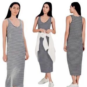 Everlane 100% Cotton Black + White Striped Midi Tank Dress, Size Small